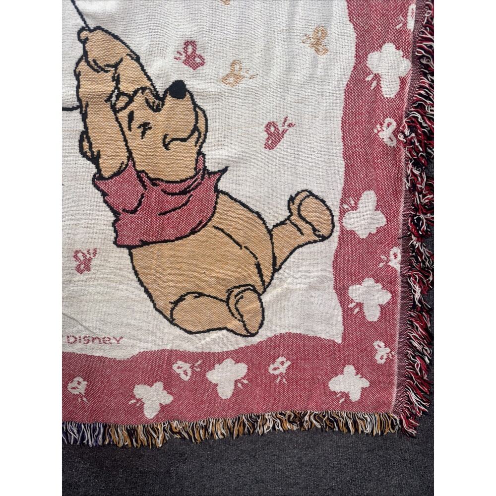 Vintage Disney Winnie The Pooh Tapestry Blanket Throw Blanket 38”x49” Untreated - Picture 4 of 6